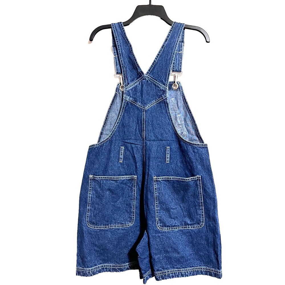 St. Johns Bay Vintage Denim Medium Wash Short Overall Bibs Y2K Size Large - Picture 2 of 8